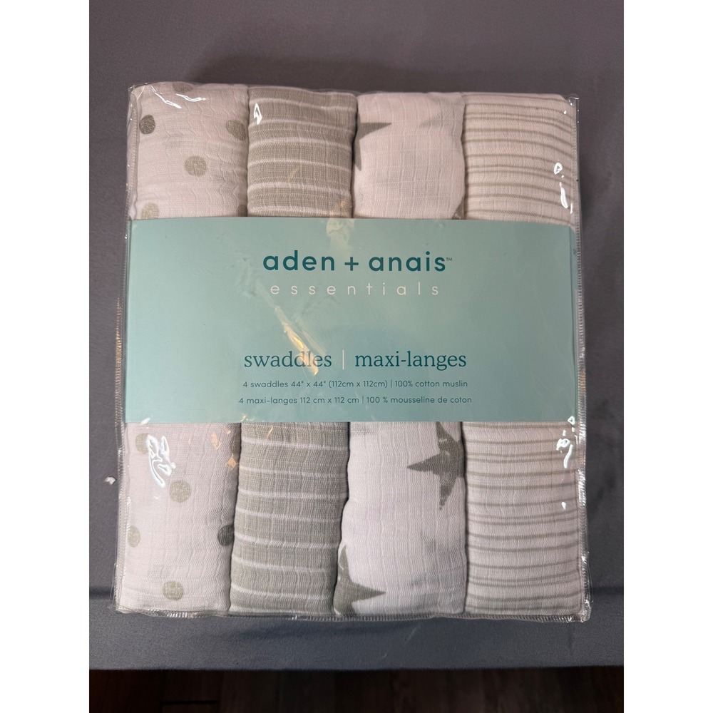 NEW Aden + Anais Essentials 4 Pack Cotton Muslin Swaddle Blankets